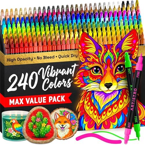 ARTISTRO Dual-Tip Acrylic Paint Marker Pens - Set of 240 by ARTISTRO