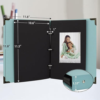 Scrapbook Album 12" x 12" DIY Scrapbook Photo Album Hardcover Kraft Paper 3 Rings Memory Book for Wedding, Anniversary, Travel, Family, LightGreen