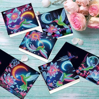 MVVMTOP 6pcs Diamond Painting Greeting Card with envelopes, DIY Hummingbird Diamond Art Greeting Card for Blessing and Wish Special Shaped Arts Crafts for Christmas Birthday Thanksgiving Day Holiday - Image 5