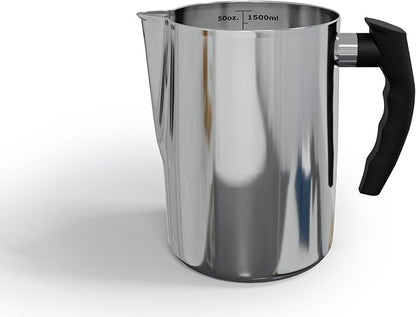 Natikon Candle Making Pouring Pot Stainless Steel Pitcher with Heat-Resistant Handle and Dripless Pouring Spout Design | 1500 ML/50 OZ
