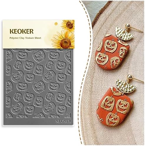 Keoker Polymer Clay Texture Sheets, Fall Clay Texture Mat for Making Earrings Jewerly, Autumn Polymer Clay Earrings Tools (No. 1-3) (Fall Polymer Clay Texture Sheets 2) by Keoker