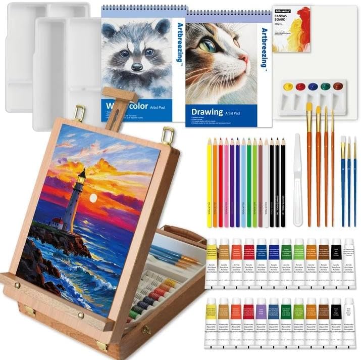 Mixed Media Art Set with Art Easel, Complete Art Supplies Kit by Unknown