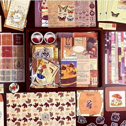 LCLAIDYDY 348 PCS Vintage Scrapbook Kit with A6 Grid Notebook, Bullet Junk Journals, DIY Gift Aesthetic Journaling Supplies for Teen Girl Women - Image 3