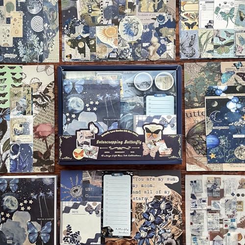 BoomTeck Vintage Aesthetic Scrapbooking Supplies, Bullet Junk Journal Kits with Scrapbook Paper, Washi Stickers, A6 Grid Notebook - DIY Craft Journaling Gift for Teen Girl Adult (Butterfly Garden) - Image 2
