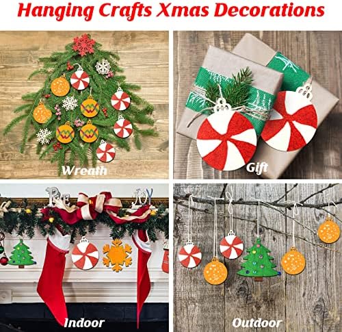 Collabell Christmas Wooden Painting Craft Kit, Paint Your Own Xmas Ornaments, Unfinished Wood Slices Christmas Crafts for Kids Adults, Art and Craft Supplies for Christmas Tree Hanging Decorations - Image 5