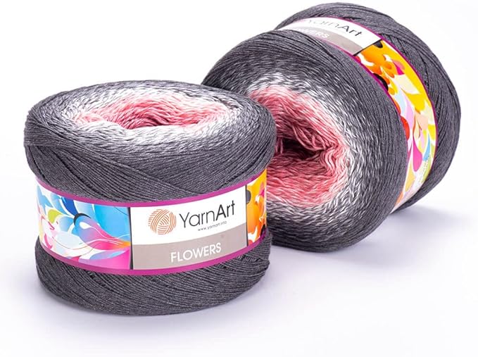 2 Skein/Pack Yarnart Flowers Gradient Yarn, Each Ball 8.8 Oz (250gr) / 1094 Yards (1000m), 55% Cotton 45% Acrylic, Superfine Fingering Weight for Knitting and Crochet, 279 - Black Purple