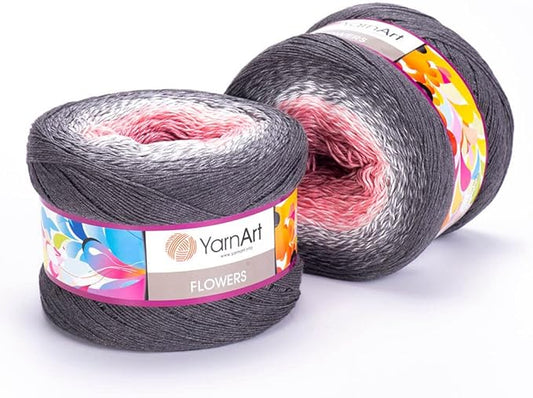 2 Skein/Pack Yarnart Flowers Gradient Yarn, Each Ball 8.8 Oz (250gr) / 1094 Yards (1000m), 55% Cotton 45% Acrylic, Superfine Fingering Weight for Knitting and Crochet, 279 - Black Purple