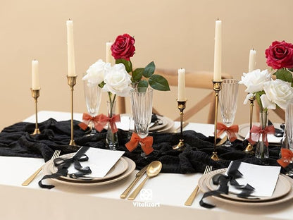 Vitalizart Black Chiffon Silk Ribbon 1" x 21 Yd Fringe Fabric Package (3 Rolls * 7 Yd) for Wedding Invitations Bridal Bouquets Decorations Gifts Wrapping & Bow Making