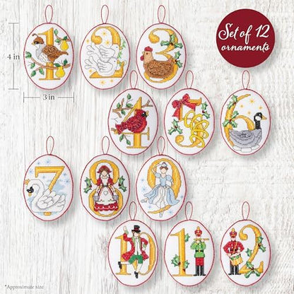 Bucilla Felt Applique 12 Piece Ornament Making Kit, Twelve Days of Christmas, Perfect for DIY Arts and Crafts Projects - Image 2