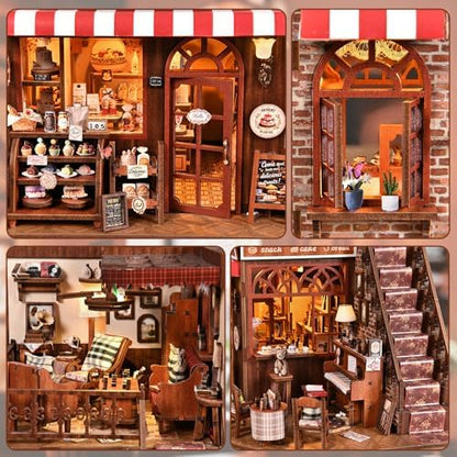 DIY Miniature House Kit, Dollhouse Fantastic Corner Shop for Adults to Build, Birthday/Christmas Day Gift for Family and Friends, Prefab Tiny Home with LED Lights,Corner Dessert House - Image 6