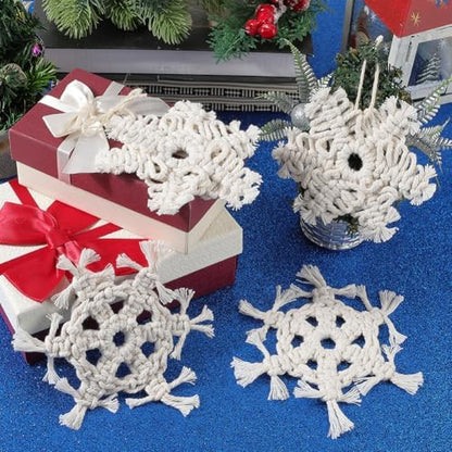 SUNNYCLUE DIY 4 Sets Macrame Kit Christmas Macrame Ornaments Macrame Snowflakes Winter Macrame Keychains with Instructions Macrame Kits for Beginners Adults DIY Wall Hangings Decoration - Image 5