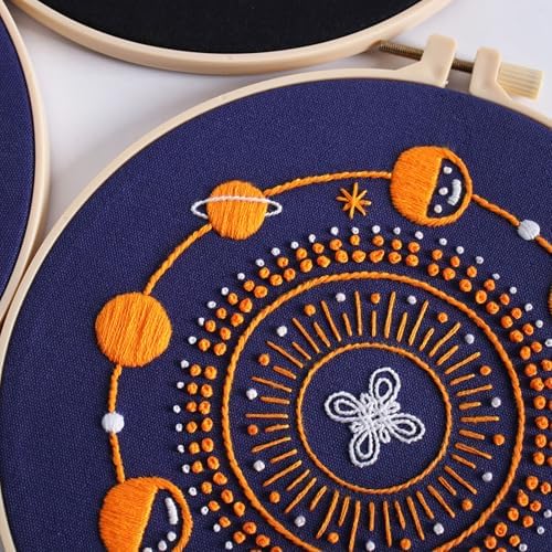 GLTAYLMY 3 Set Tarot Embroidery Starter kit with Patterns and Instructions, DIY Adult Beginner Cross Stitch Kits, Including 1 Plastic Embroidery Rings,Colored Threads and Needles - Image 3