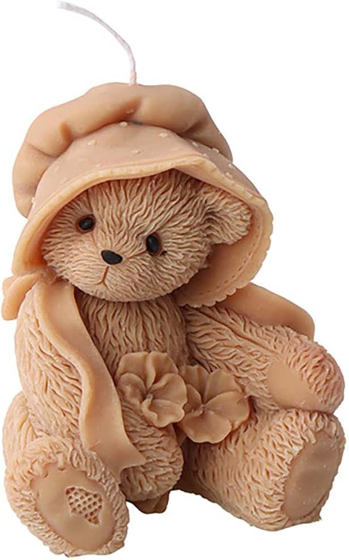 Grainrain 3D Bear Silicone Candle Mold Decorated Pillar Candle Mould Handcrafted Silicone Molds for Candle Wax Resin Gyspum Crafts Making (ZH116)