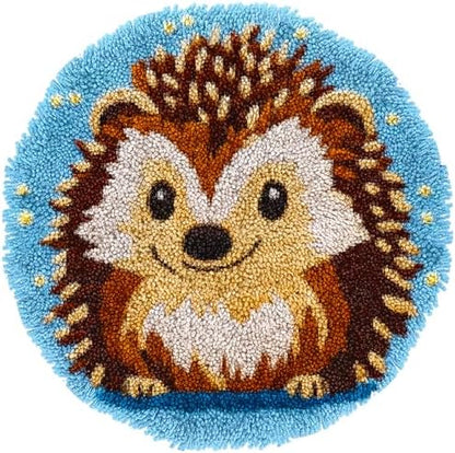 Latch Hook Rug Kit Cute Hedgehog Easy for Beginners Round Shape Carpet Crochet Yarn Craft Mini Rug DIY Hook and Latch Little Tapestry for Home Decor 30x30cm-1 by Unknown