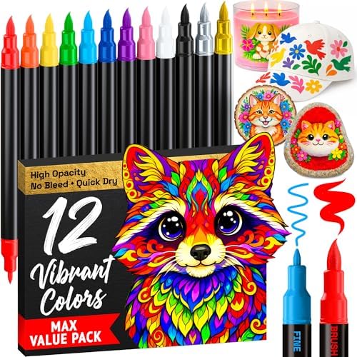 ARTISTRO 12 Dual-Tip Acrylic Paint Marker Pens for Drawing by ARTISTRO