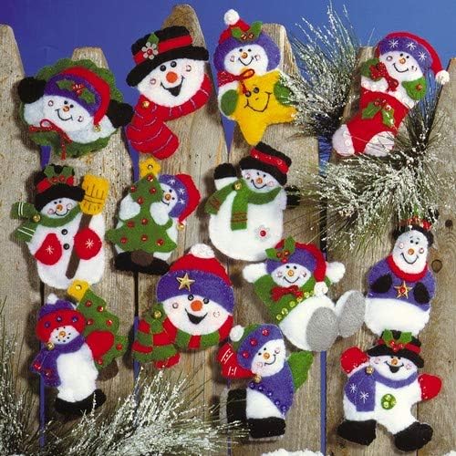 Tobin Lots of Fun Snowmen Ornaments Felt Applique Kit, 3-Inch by 4-Inch, Set of 13,DW5352 - Image 4