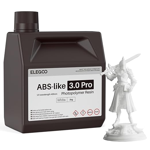 ELEGOO ABS-Like Resin 3.0 Pro, Higher Scratch-Resistance 3D Printing Photopolymer Resin, 405nm UV Resin for MSLA/DLP/LCD Printers Fast Curing High Precision Non-Brittle, White 2000g