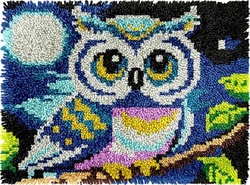 Cute Owl Latch Hook Kits for Adults Kids Beginners Birds Latch Hook Rug Kit Animals Pre-Printed Hook and Latch Carpet Making Kits Cross-stitch DIY Wall Hanging Crochet Set 20x15 In. Craft Gift by VEIROUSA