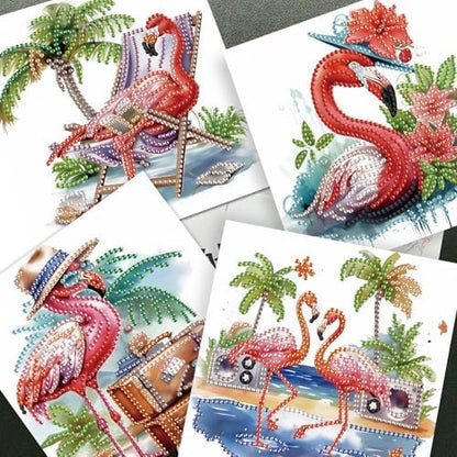 JISHSHAY 6 PCS Flamingo Diamond Painting Greeting Cards Flamingo Diamond Art Birthday Cards with Envelopes Gem Art Mosaic Kits for Adults, for Anniversary Valentine Thank You Graduation All-Occasion - Image 7