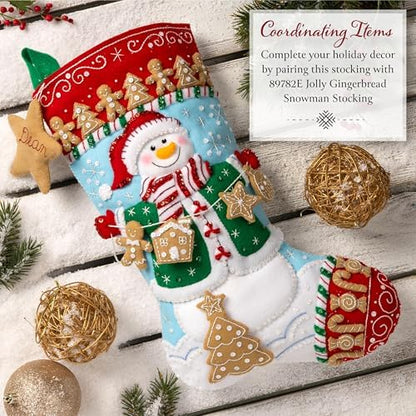 Bucilla Felt Applique 6 Piece Ornament Making Kit, Jolly Gingerbread Snowman, Perfect for DIY Arts and Crafts Projects - Image 5