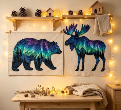 Northern Lights Wildlife DIY Patchwork Kit, Creative Fabric Craft Sewing Kit for Adults, Handmade Home Decor Project - Image 5