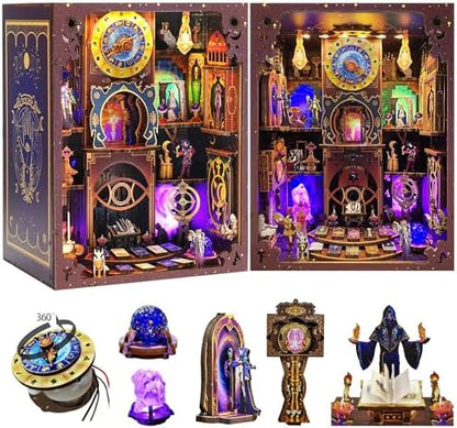 Book Nook Kit - Fantasy Tarot 3D Wooden Puzzle for Adults, Teens & Beginners, DIY Miniature Bookshelf Insert with LED Light, Mysterious Craft Gift for Model Builders by Unknown