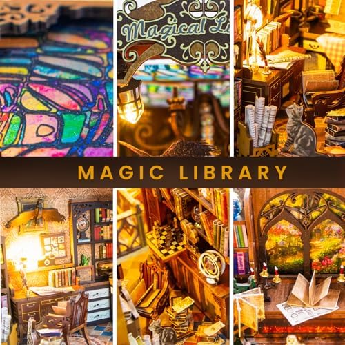 Book Nook Kit - Book Nook Miniature Kit for Adult and Teens, DIY Miniature House Kit with Led Light, Creativity Gifts for Family and Friends, Bookshelf Decor for Book Lovers Nook Kit - Image 6