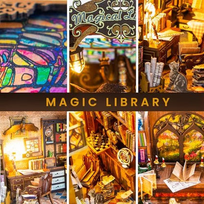 Book Nook Kit - Book Nook Miniature Kit for Adult and Teens, DIY Miniature House Kit with Led Light, Creativity Gifts for Family and Friends, Bookshelf Decor for Book Lovers Nook Kit - Image 6