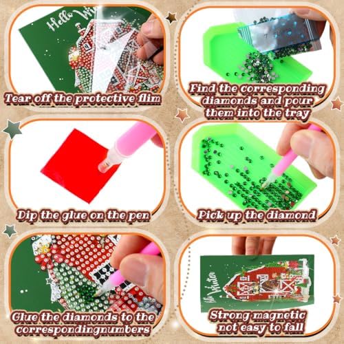 Saillong 12 Pack Fall Diamond Painting Greeting Cards Kits DIY Holiday Diamond Art Cards with Envelopes Halloween Christmas 5D Rhinestones Painting Making Kit for Adult DIY Crafts Party Favors Gifts - Image 6