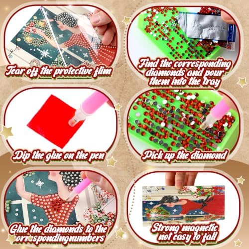 Saillong 24 Pack Vintage Christmas Diamond Art Card with Envelopes - Image 6