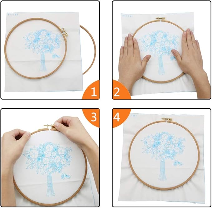 2 Pack 9 Inch Wood Embroidery Hoop, Guofa 23CM Beech Wood Cross Stitch Hoops, Hanging Hoop Frame for Decoration