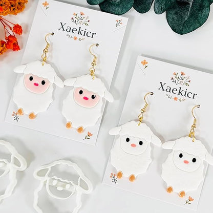 Xaekicr Cute Sheep Polymer Clay Cutters Set – Animal Clay Earring Cutters for Polymer Clay Jewelry Making – Clay Tools & Molds for DIY Crafts
