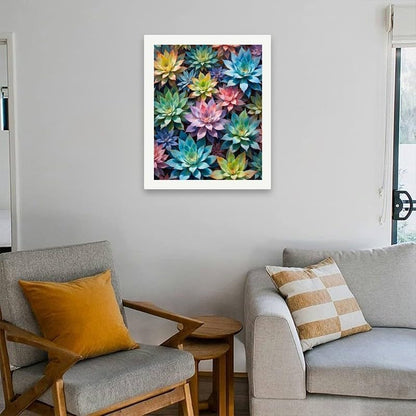 Botanical Paint by Numbers Kit for Adults - DIY Pointy-leaved Rainbow Succulent Pattern Painting on Canvas 16x20 Inches,Acrylic Paint Set,Suitable for Beginners,Art for Home Decoration/Gifts - Image 4