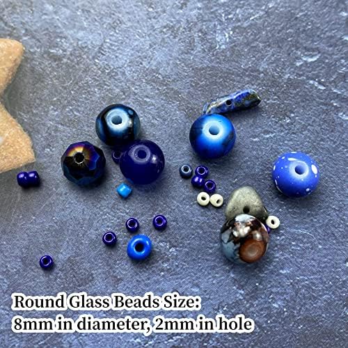 Assorted Glass Resin Beads Multi Size Colors Smooth Cracked Gravel Millet Spacer Beads for Bracelets Necklace Earring DIY Jewelry Making Craft (Deep Blue Series) - Image 3