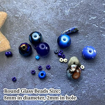 Assorted Glass Resin Beads Multi Size Colors Smooth Cracked Gravel Millet Spacer Beads for Bracelets Necklace Earring DIY Jewelry Making Craft (Deep Blue Series) - Image 3