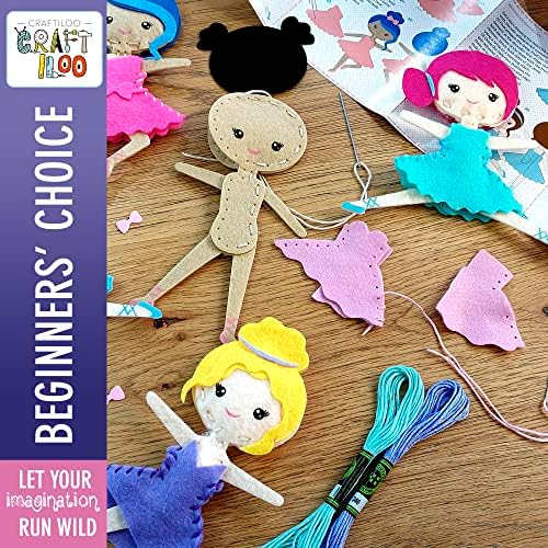 Ballerina Sewing Kit for Kids Ages 5-12 - 5 Felt Dancer Dolls, Beginner - Image 6