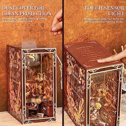 MiniCity Painter at Dusk DIY Book Nook Kit, Miniature House Puzzle with LED - Image 3