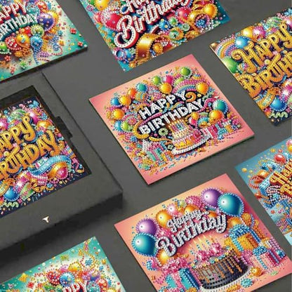 JISHSHAY 6 PCS Diamond Painting Greeting Cards Birthday Cake Diamond Art Happy Birthday Cards with Envelopes Gem Art Mosaic Kits for Adults, for Anniversary Valentine Thank You Graduation All-Occasion - Image 4