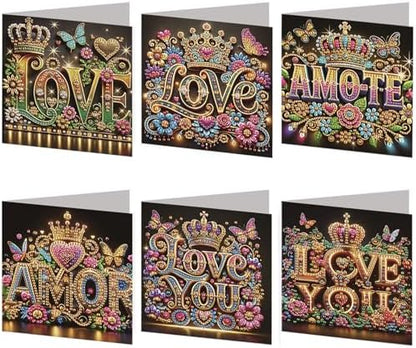C'eitura 6Pcs Inspirational Word DIY Diamond Art Painting Greeting Cards Kit | Thank You Hello Congrats Blessings Cards | All Occasion Positive Message Blank Note Cards for Kids & Adults by C%27eitura