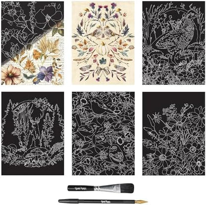 Brea Reese Scratch Art Paper Pad, Woodland Songs, 6 Metallic Foil Designs - Image 3
