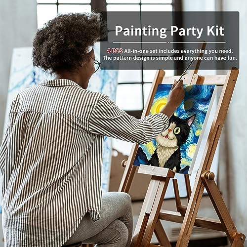 VOCHIC 4 Pack Sip and Paint Kit, Pre Drawn Canvas for Painting for Adults, Girls Night, Couples Painting Kit Date Night Games with Pictures to Paint Starry Sky Party Supplies (8 x 10 in) - Image 2