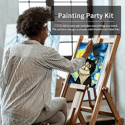 VOCHIC 4 Pack Sip and Paint Kit, Pre Drawn Canvas for Painting for Adults, Girls Night, Couples Painting Kit Date Night Games with Pictures to Paint Starry Sky Party Supplies (8 x 10 in) - Image 2