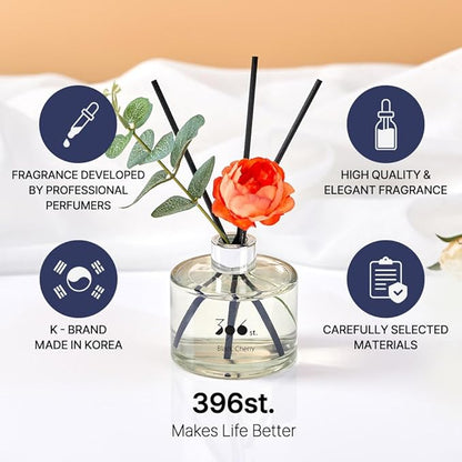 396 st. Peony Flower Reed Diffuser, Red Rose, 200ml(6.7oz) / Reed Diffuser Sets, Home Fragrance, Scented Oils, Home & Bathroom Décor