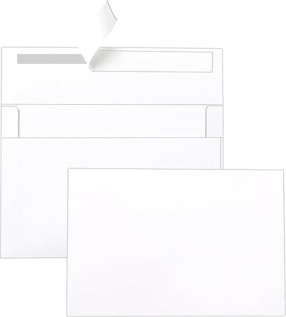 100 Packs Blank White Note Cards and Envelopes 4 x 6 Heavyweight Single Panel Cardstock and A4 Envelopes Printable Self Seal for Greeting Cards, Wedding Invitations, Baby Showers