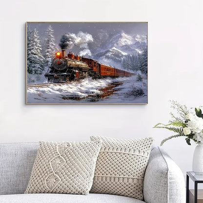 Train Paint by Numbers Kit for Adults,Winter Painting by Numbers,DIY Acrylic Paint Kit for Adults Beginners Without Frame,Easy Christmas Adult Paint by Number Kits on Canvas for Decor 16x20inch - Image 4