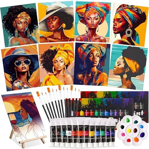 Cholemy 36 Pcs Paint and Sip Kit Gift for Adults 8''x10'',African Women by Cholemy