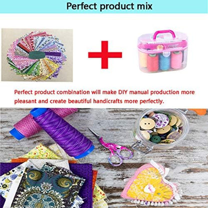 50 Pcs 4" x 4" Craft Fabric, Craft Bundle Patchwork, Pre-Cut Quilt Squares, Quilting Fabric Bundles with Sewing Kit for DIY Artcraft Pattern - Image 2