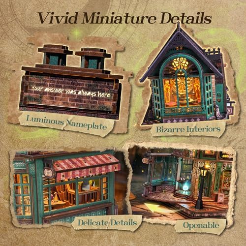 FUNPOLA 3D Wooden Puzzle Magic Bookstore with LED Lights Book Nook Kits - Image 4