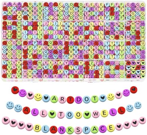 ARTDOT 1400 Pieces Letter Beads for Friendship Bracelets Making Kit, 28 Styles Assortment Jewelry Making Supplies Alphabet Beads Set with Cases Preppy Crafts Gifts, Black Multicolor Box Packed by ARTDOT