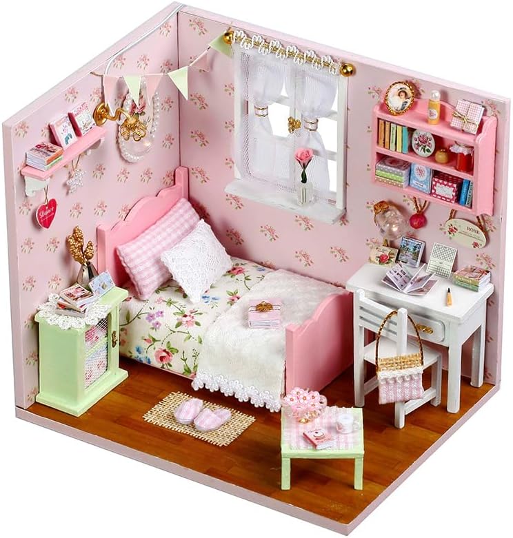 CUTEROOM DIY Miniature House Kit - Mini Craft Rooms for Adults with LED Lights, Realistic Mini Dollhouse Kit Building Model Kit, Creative Home Decor Gift-Sunshine Angel by CUTEROOM